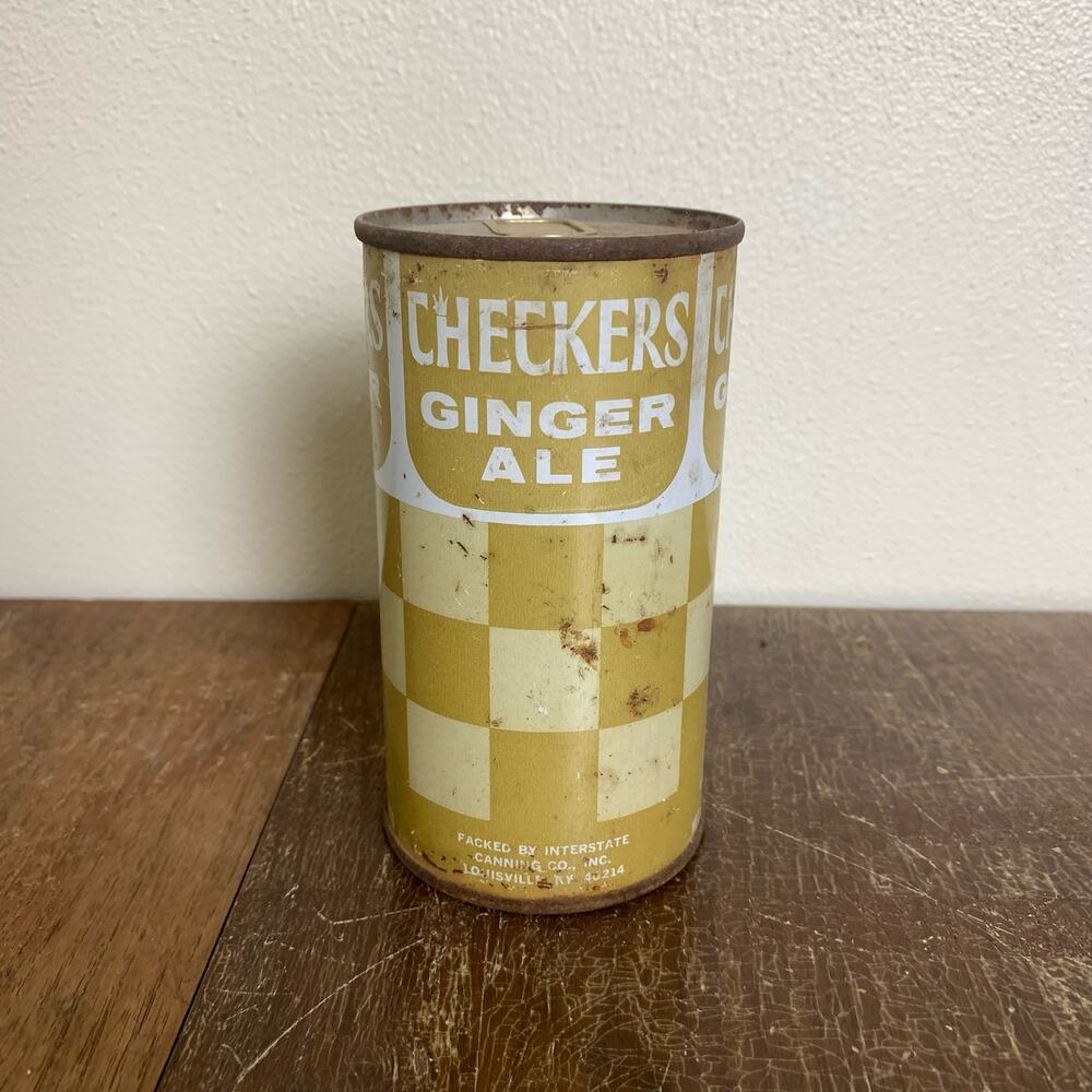Checkers Ginger Ale Pull Tab steel soda can Interstate Canning Co Louisville KY